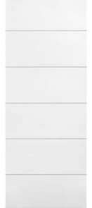 White door with horizontal grooves.