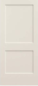 White two-panel door with recessed rectangular panels.