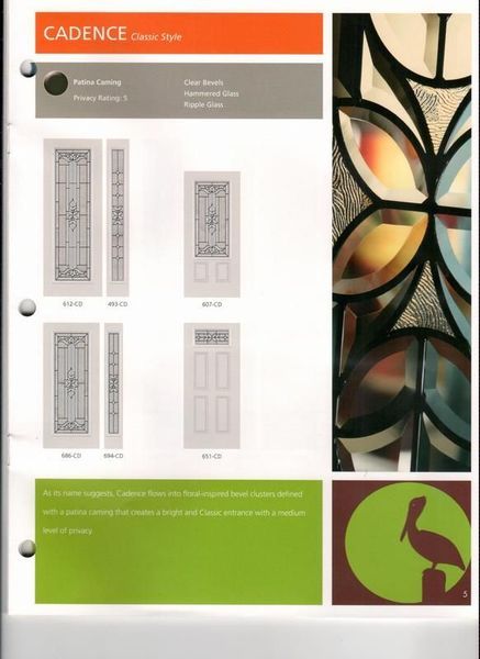 A brochure for cadence showing different types of doors.
