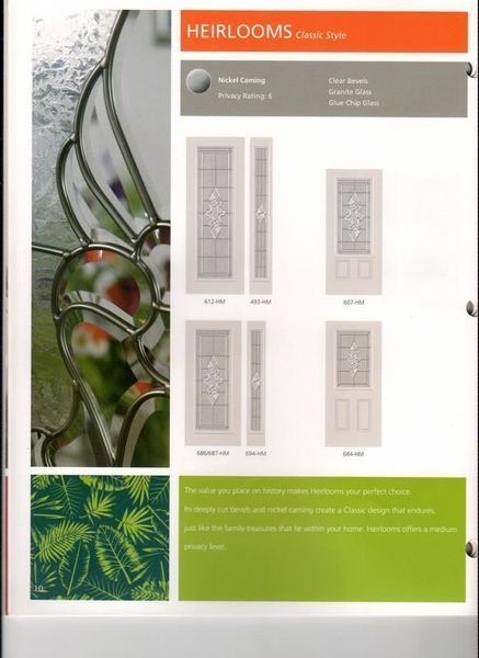 A brochure for heirlooms shows different types of doors.
