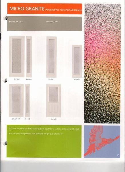 A brochure for micro granite shows different types of doors.