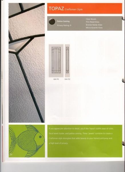 A brochure for a door called topaz with a picture of a fish.