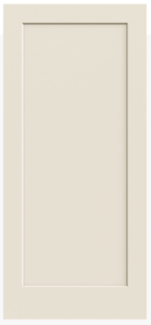 Cream-colored cabinet door with a recessed center panel and a frame.