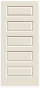 Cream-colored door with five rectangular recessed panels.