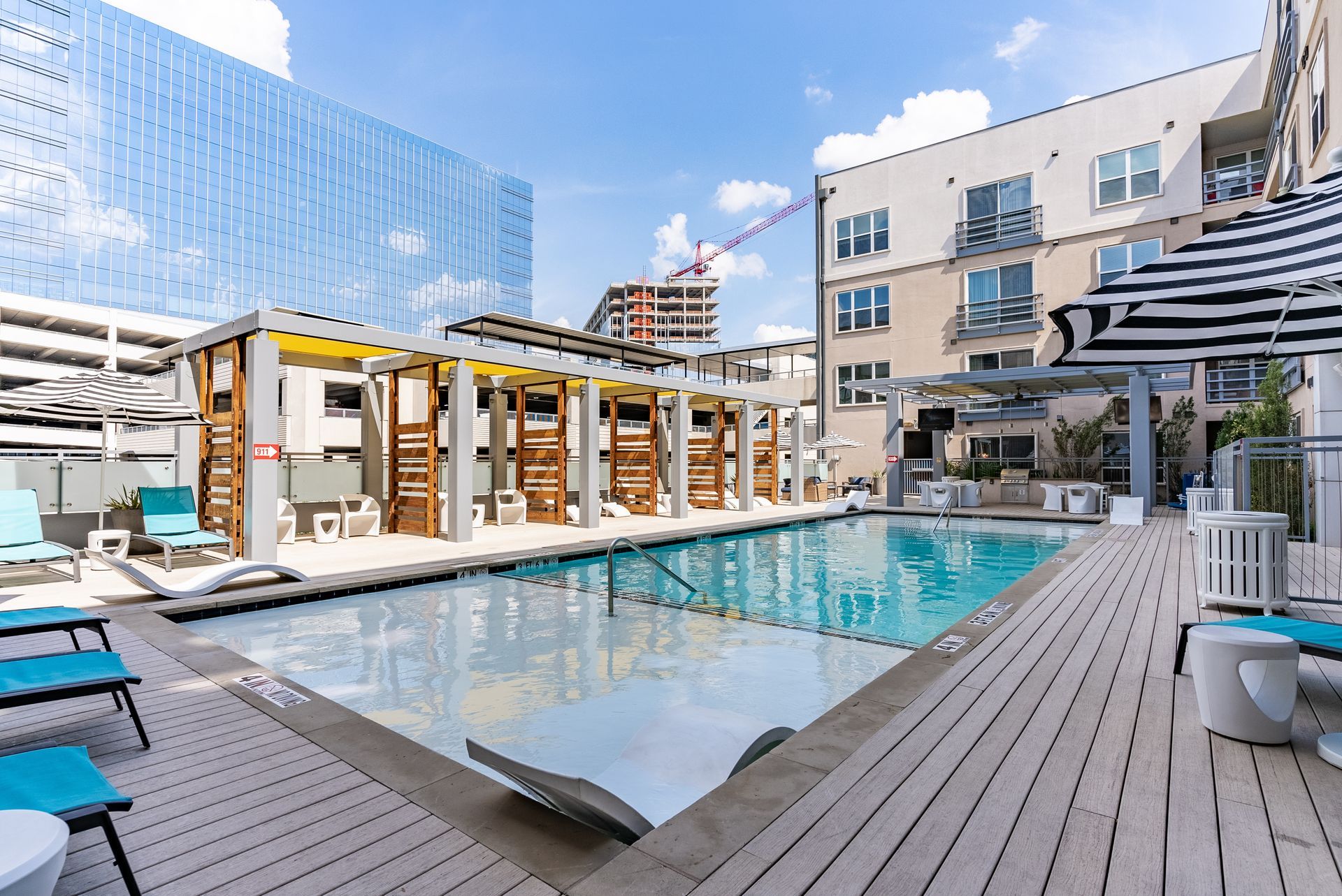 The Standard at Domain Northside resort-style outdoor pool in Austin, TX.