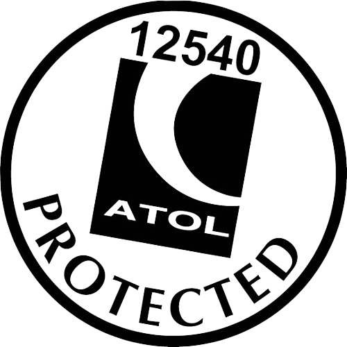 A black and white ATOL logo that says protected in a circle .