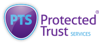 a purple logo for pts protected trust services