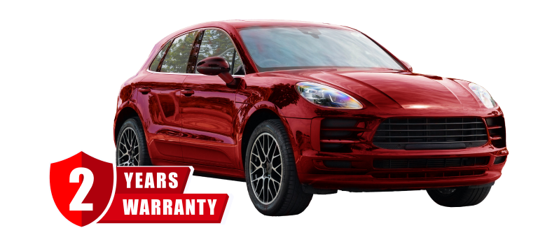 2 Years Warranty Badge In Front of red car  | German Excellence