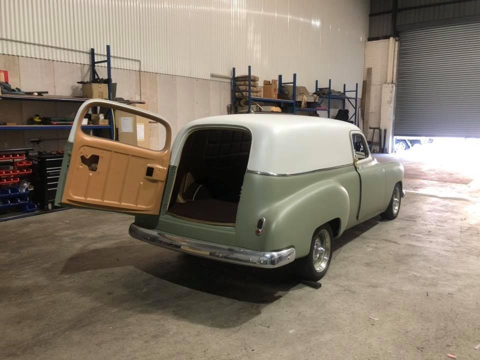 Green And White Custom Panel Van With Open Door — Tidy Trim Newcastle in Carrington, NSW 2294