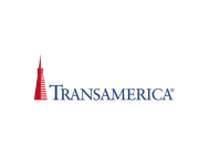 Transamerica logo: red pyramid-shaped building next to blue text on a white background.