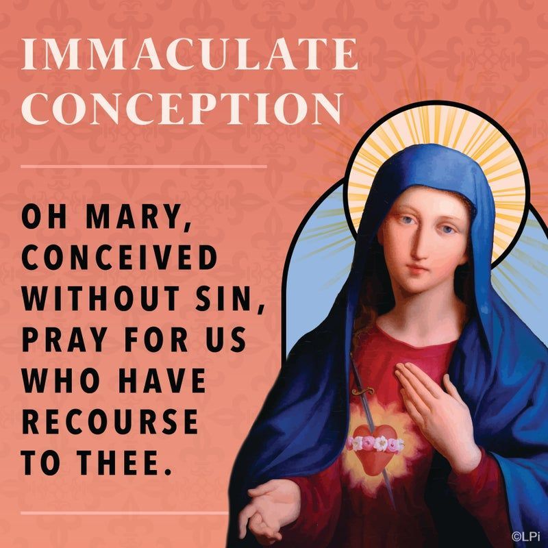 A depiction of the Virgin Mary with a stylized heart, captioned 