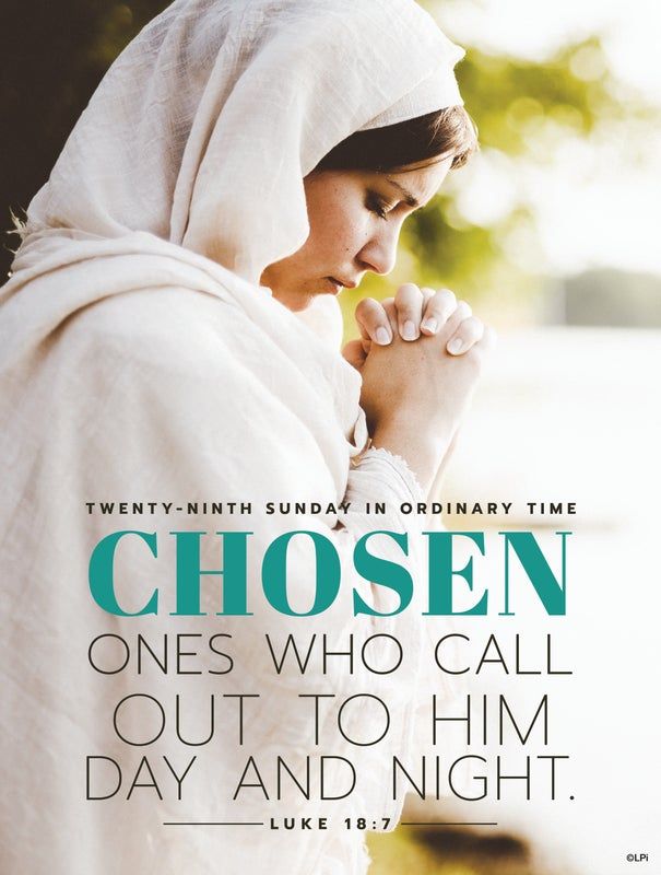 A bulletin cover with an image of a woman praying.