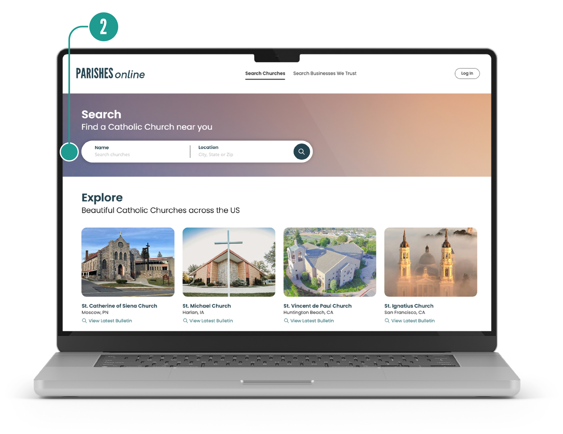A screenshot of a website that has an arrow pointing to the search box.