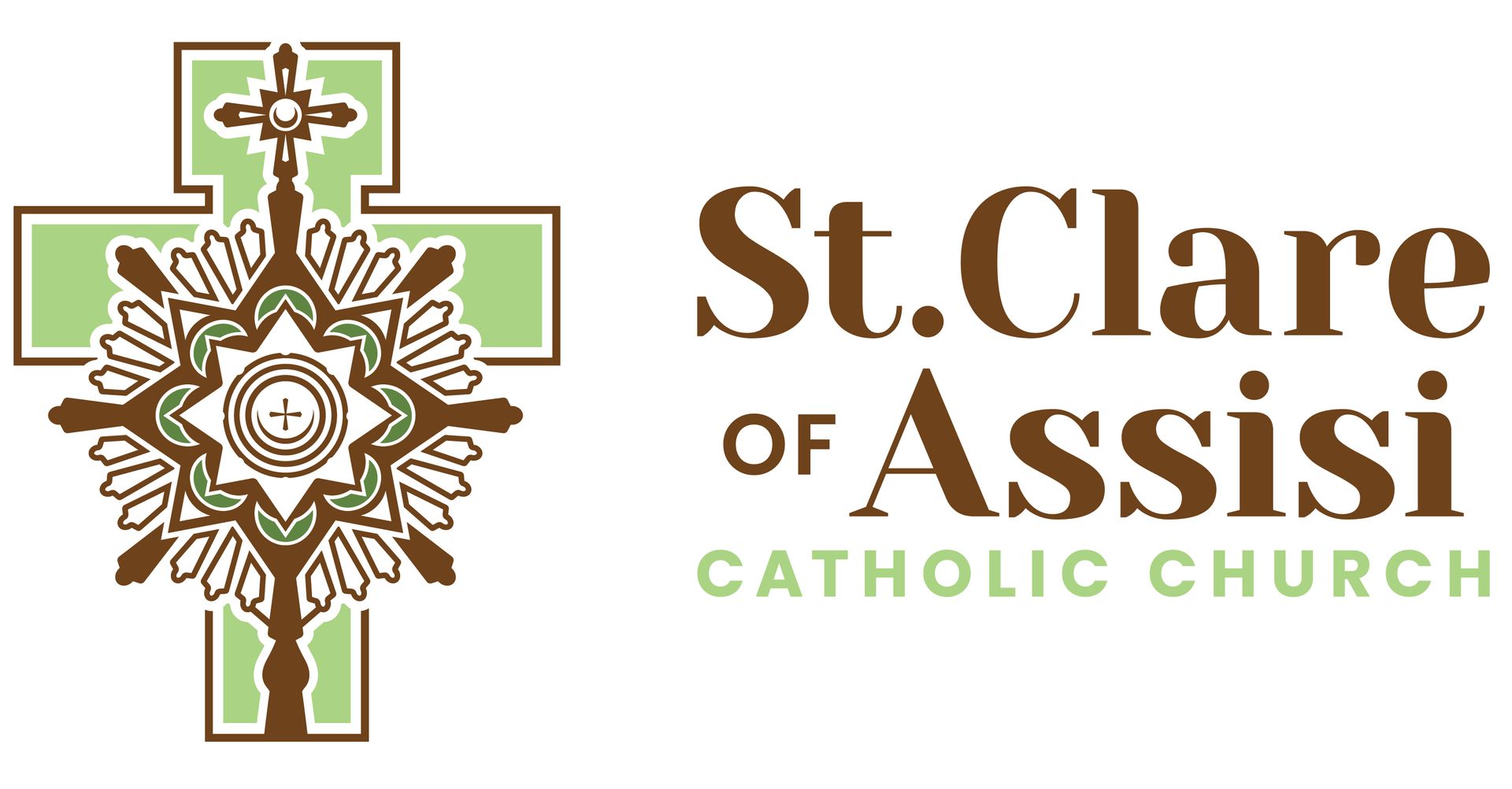 A logo for St. Clare of Assisi catholic church.