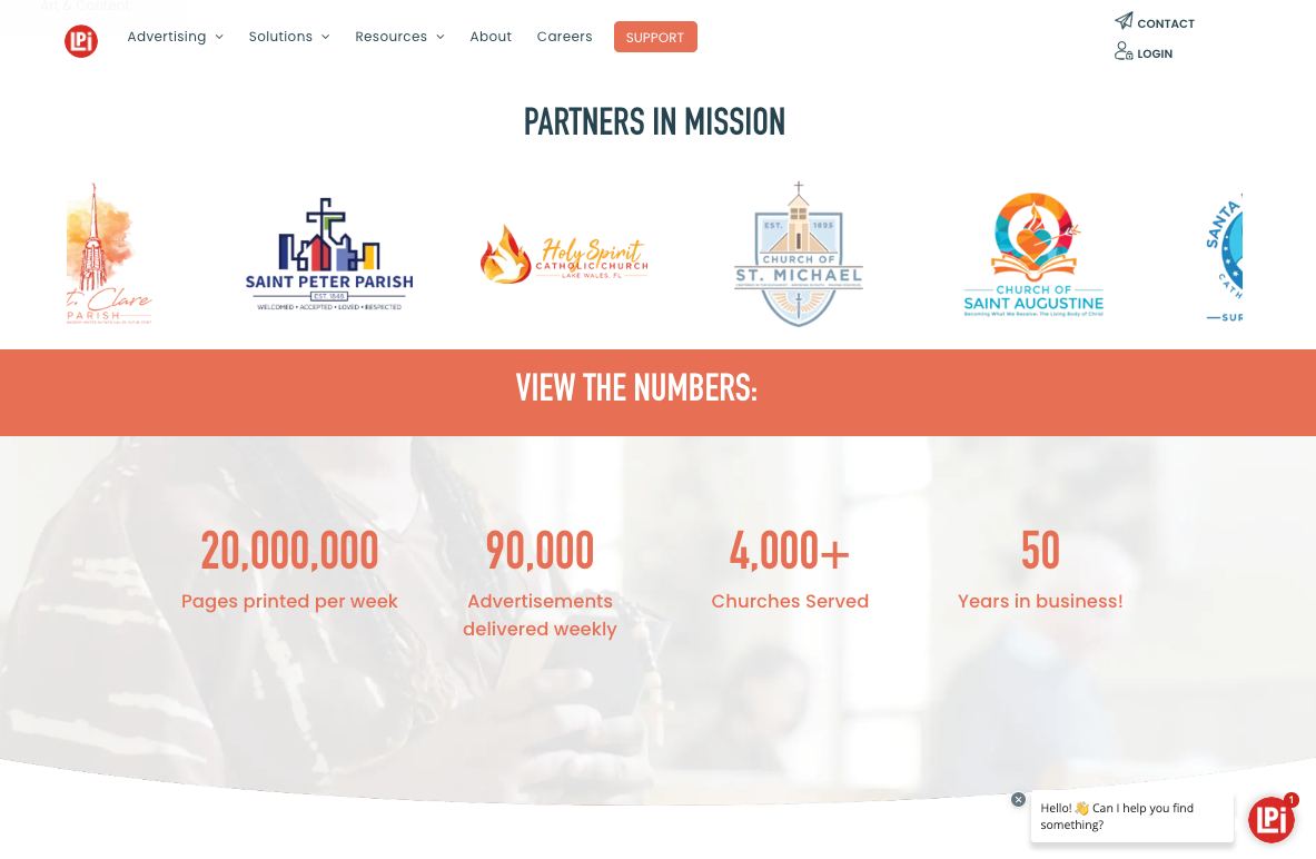 A screenshot of a website that says partners in mission.