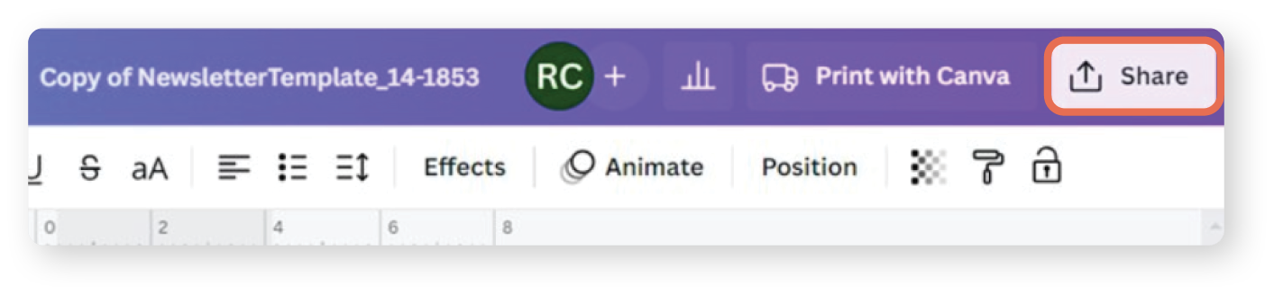 Click Share Image of computer screen with Share button