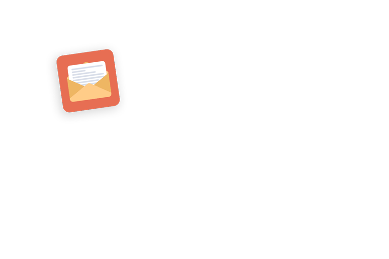 A orange envelope with a letter inside of it icon.