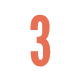 A orange number three on a white circle.