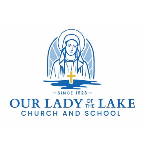 The blue toned logo for our Lady of the Lake Church and School.