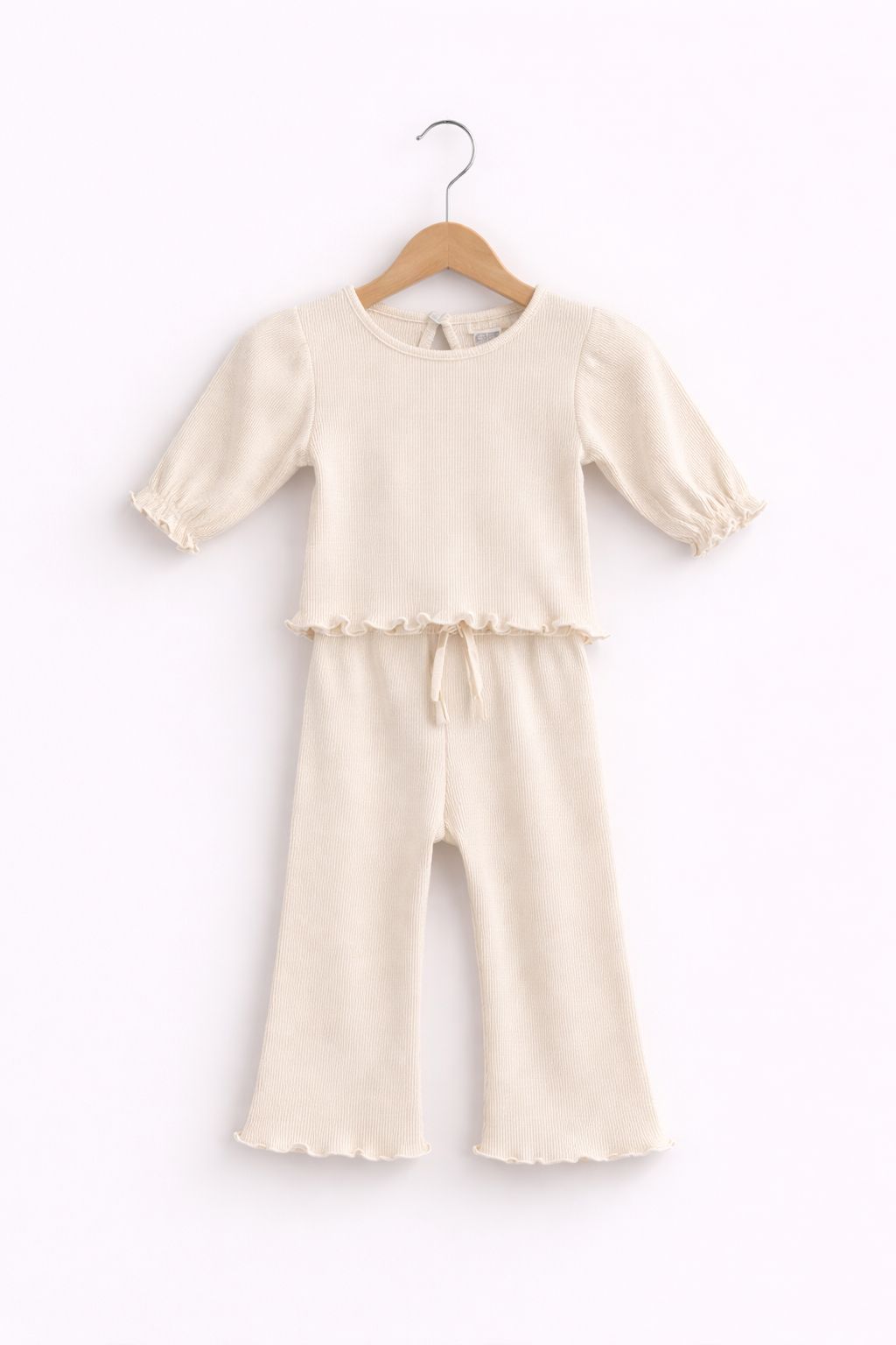 Ribbed 2-delige Kinder Set – Crème