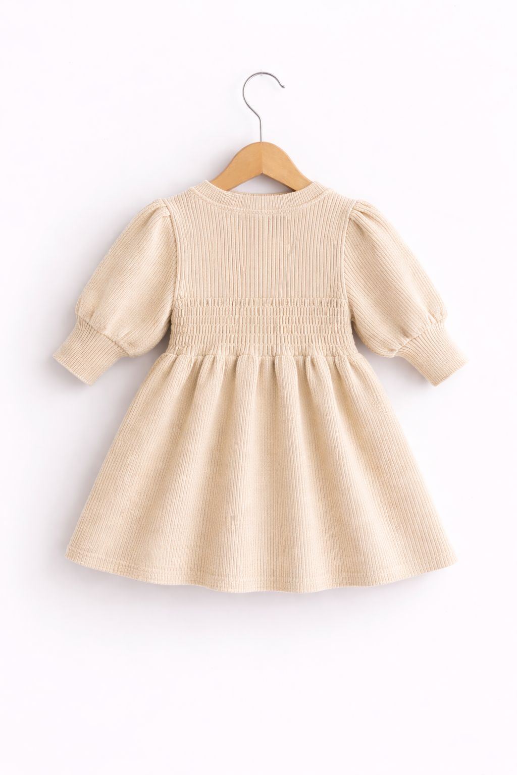 Beige Ribbed Knit Jurkje