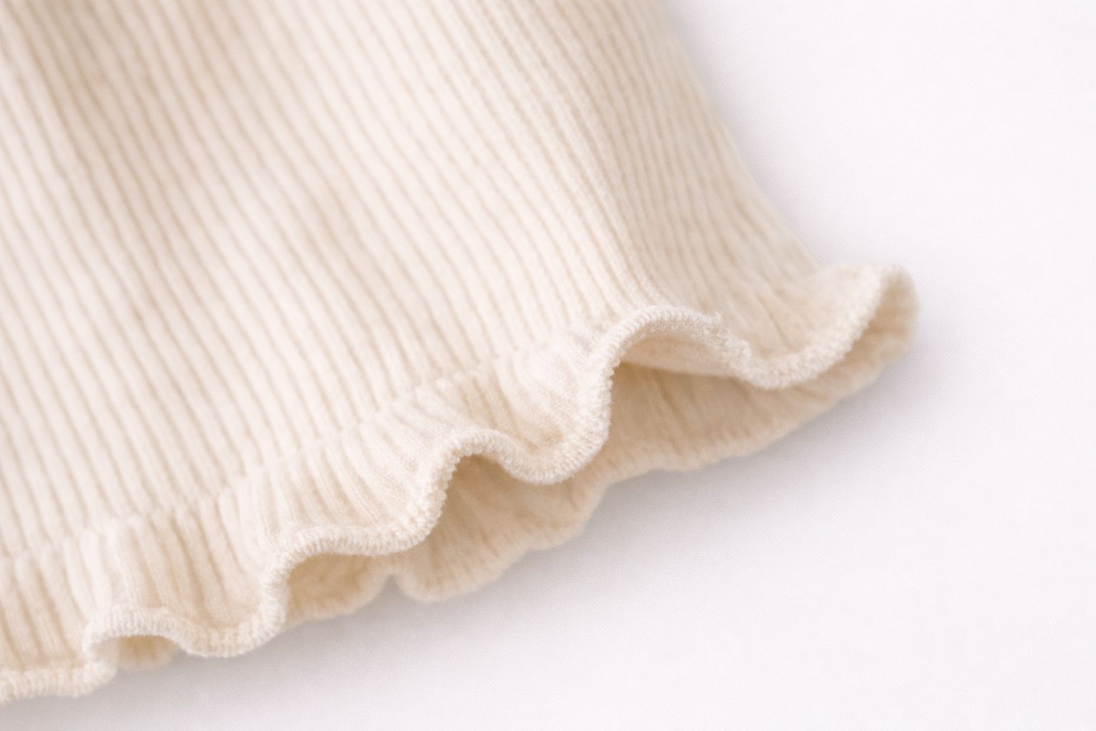 Ribbed 2-delige Kinder Set – Crème