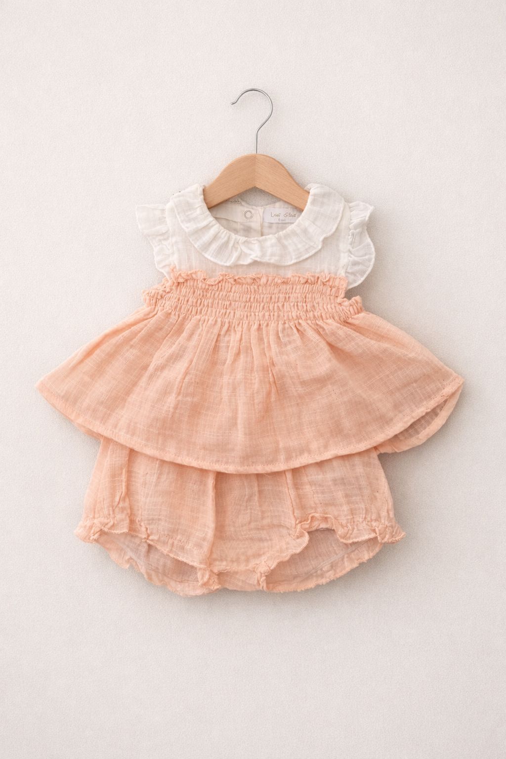 Perzik Baby Set – Jurkje met Bloomers | Zachte Zomerset voor Meisjes