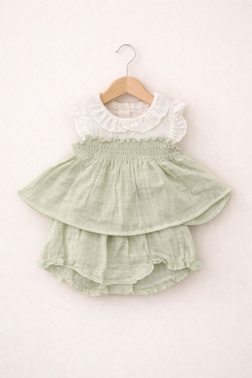Groene Baby Set met Jurkje & Bloomers | Zachte Meisjes Zomerset