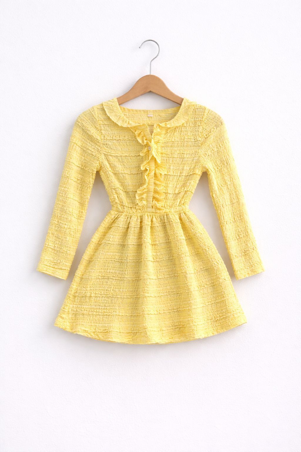 Gele Meisjes Jurk met Ruffles – Lange Mouwen