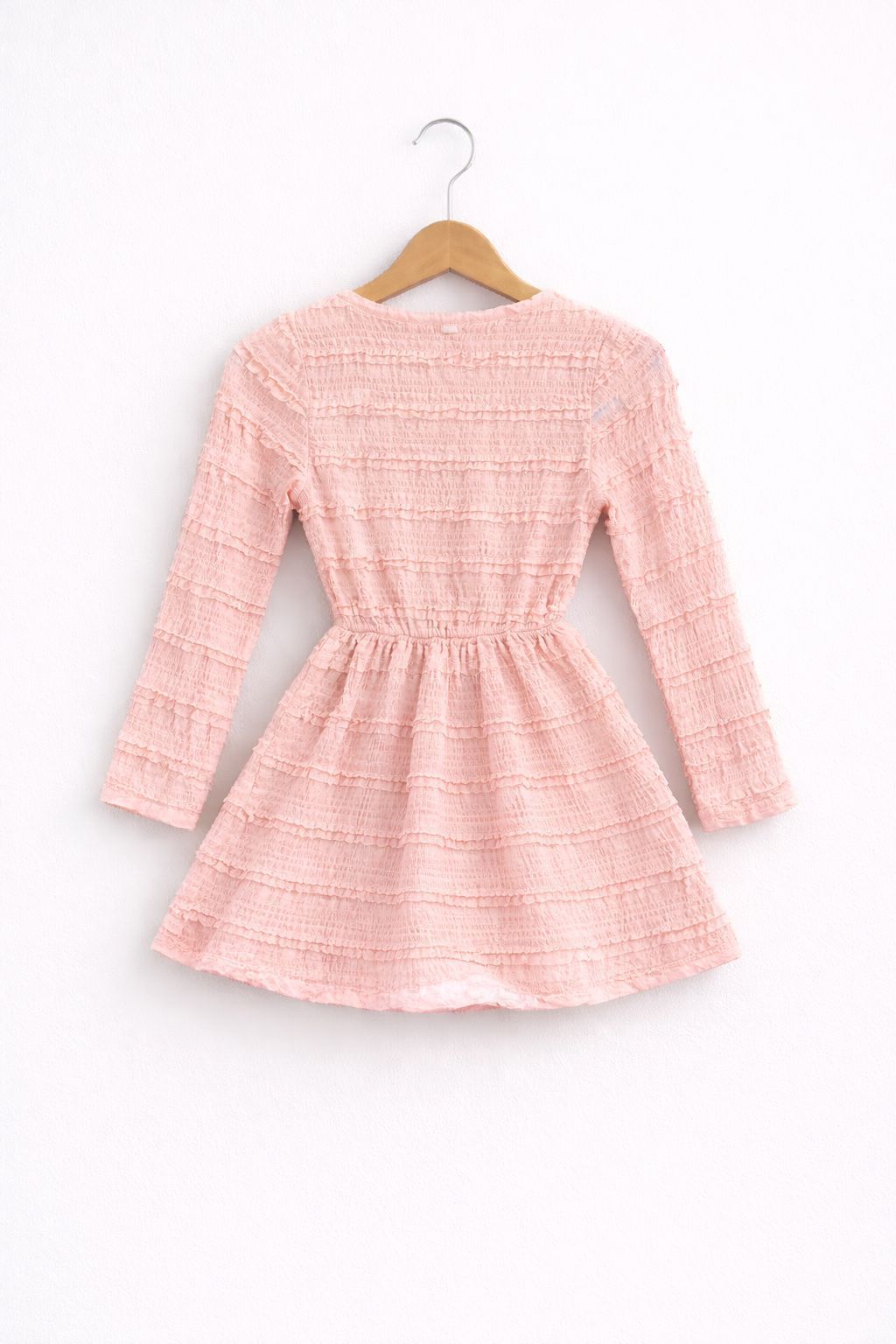 Roze Meisjes Jurk met Ruffles – Lange Mouwen
