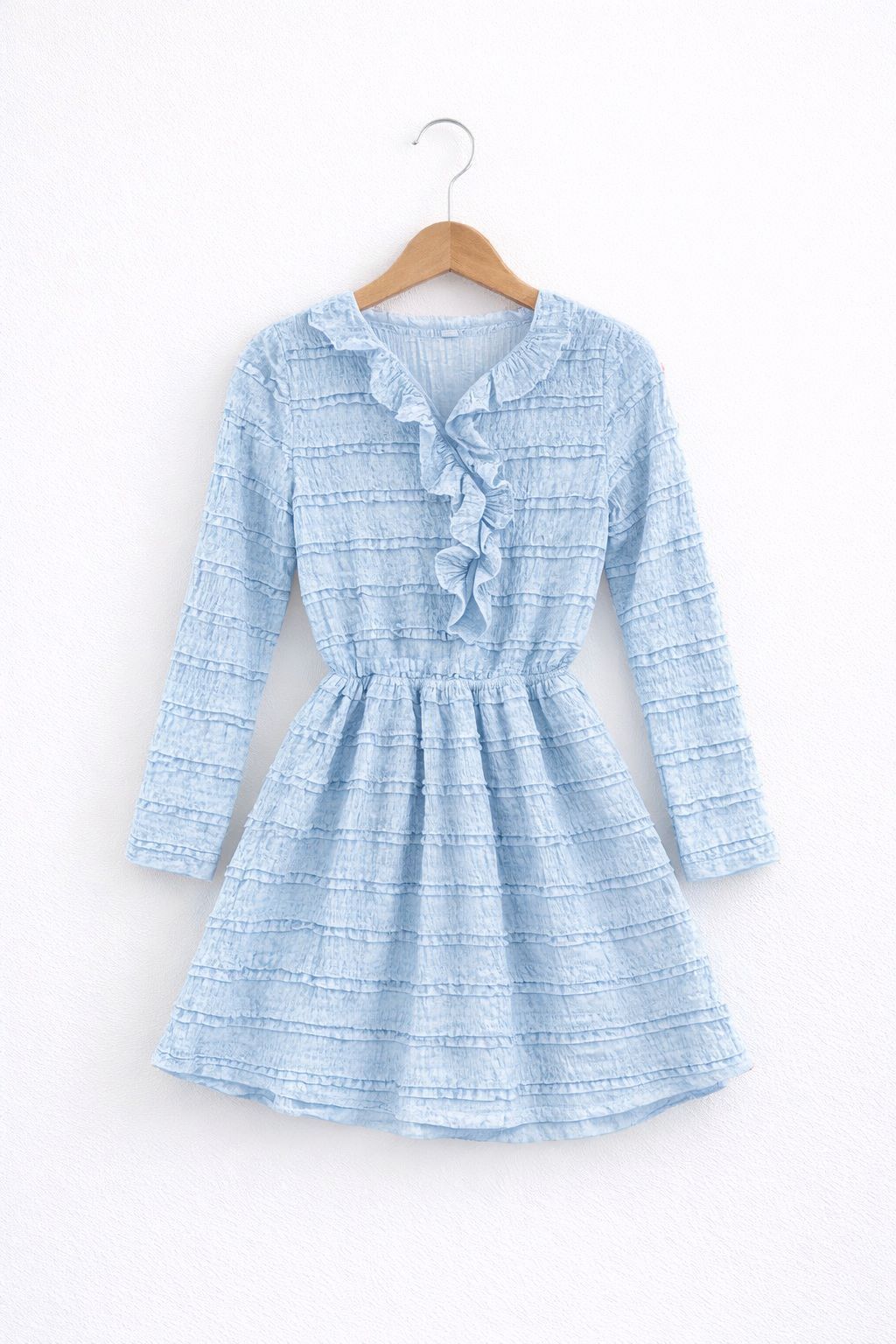Blauwe Meisjes Jurk met Ruffles – Lange Mouwen