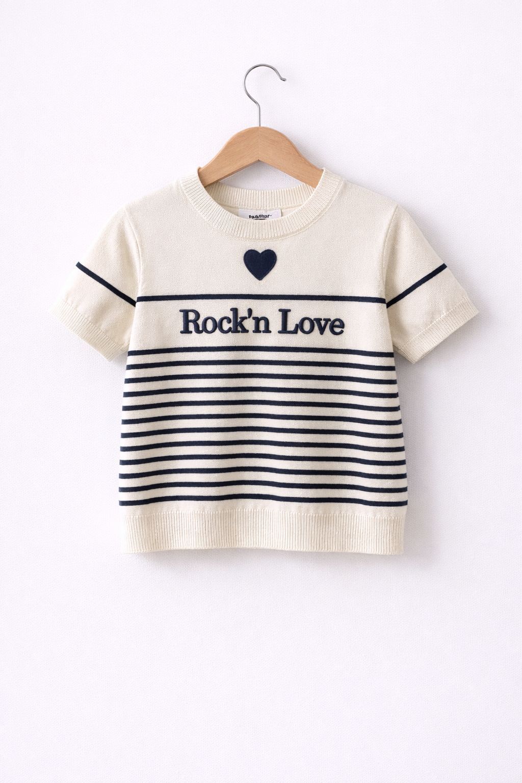 Meisjes trui Rock’n Love – crème met navy strepen