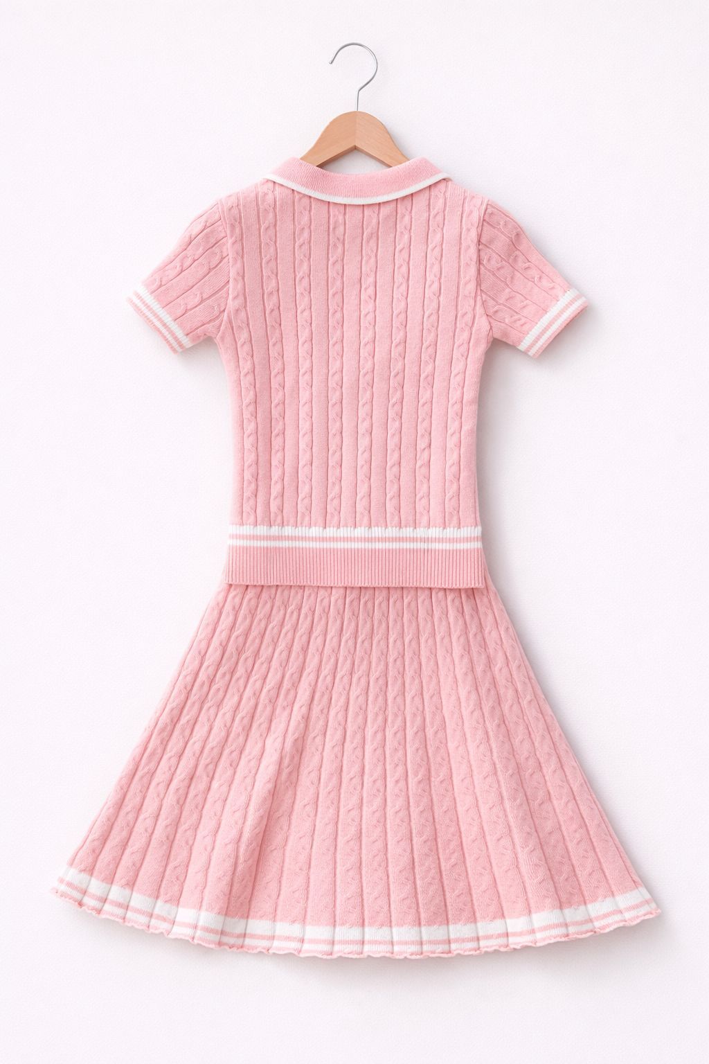 Meisjes Roze Rib 2-delig – Elegante Gebreide set