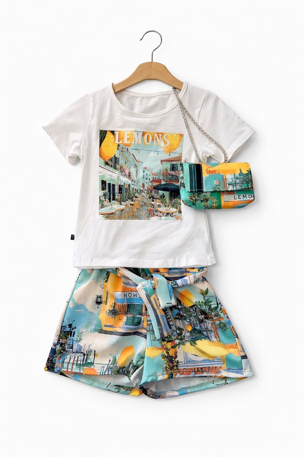 Meisjes Zomer Set met Lemon Print & Tasje