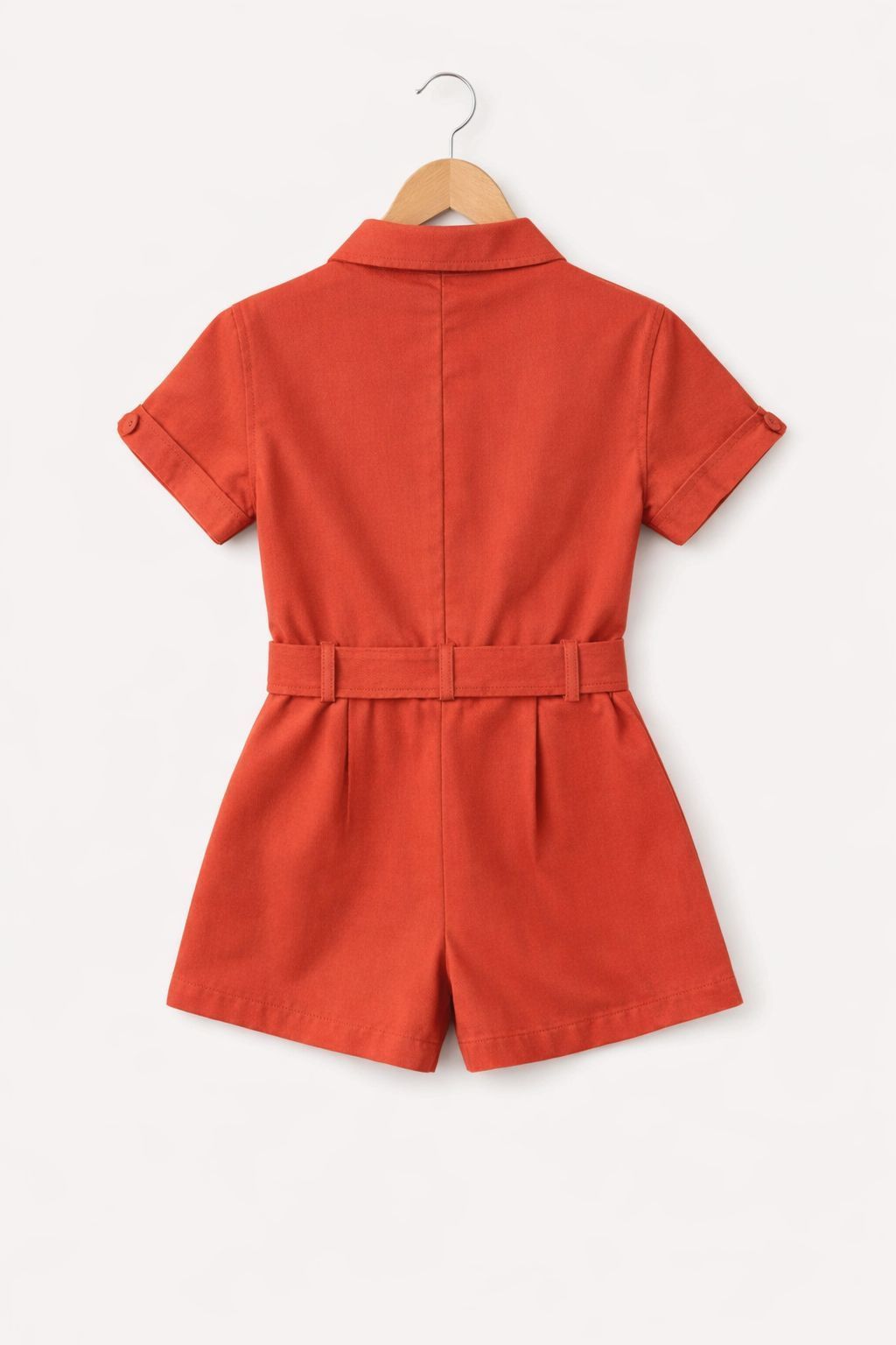 Oranje Playsuit Meisje met Knoopsluiting en Strikceintuur