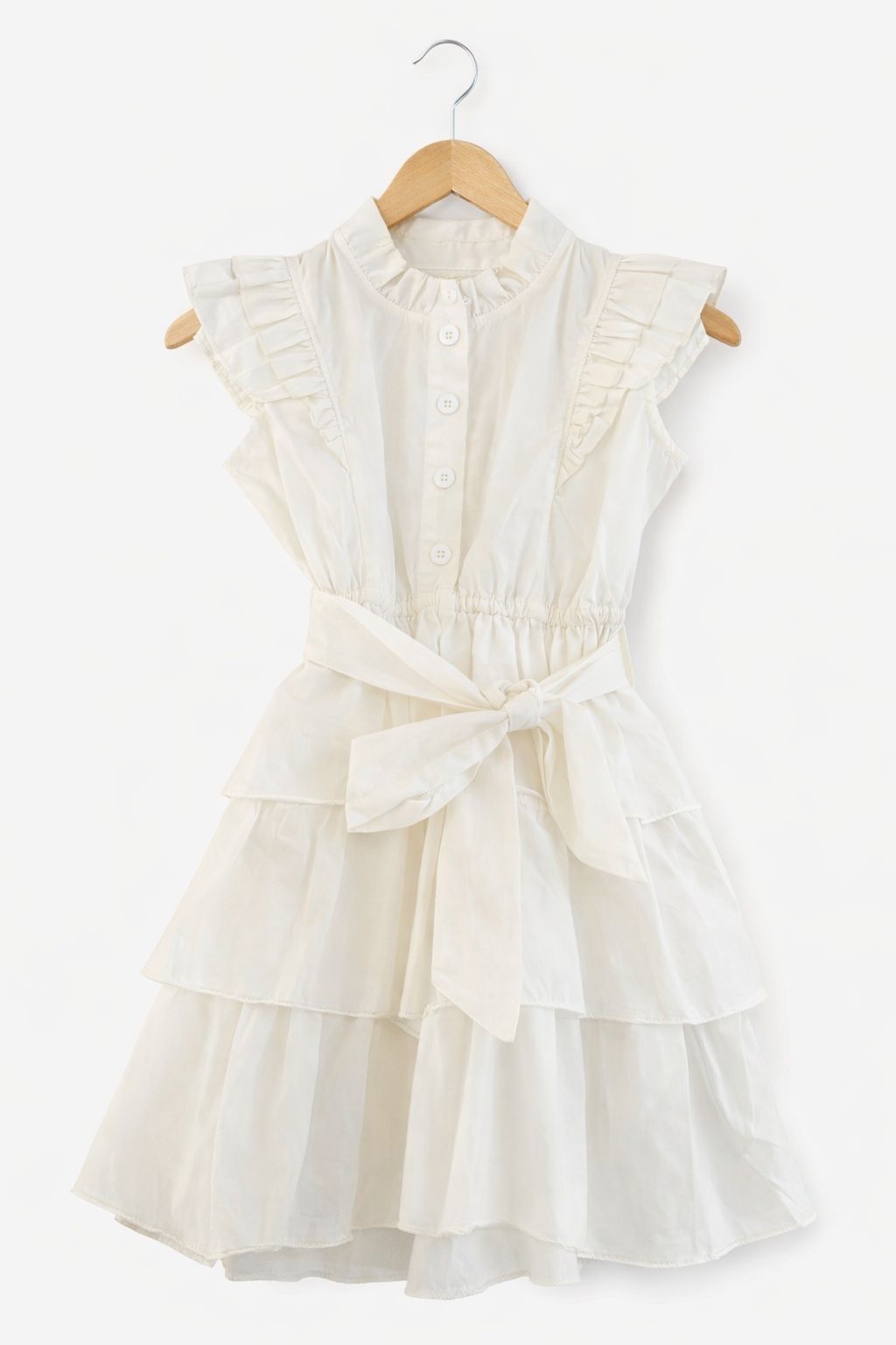 Witte meisjes jurk met ruches en strik