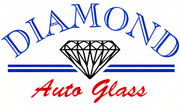 A logo for diamond auto glass with a diamond in the middle.