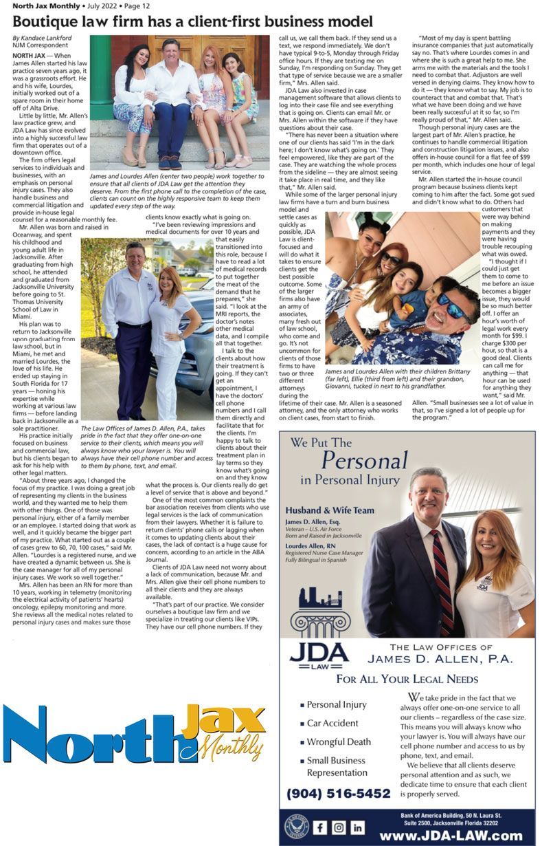 Article layout with photos of people, a real estate ad.