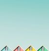 Row of colorful house rooftops against a turquoise sky.