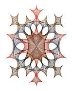 A circular pattern of lines and dots on a white background.