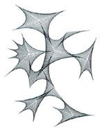 A black and white drawing of a cross on a white background.