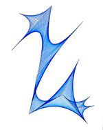 The letter z is made of blue lines on a white background.