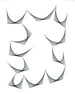 A black and white drawing of a geometric pattern on a white background.