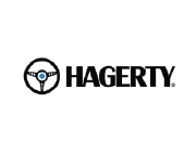 Logotipo de Hagerty: texto negro junto a un ícono de volante con un centro azul.