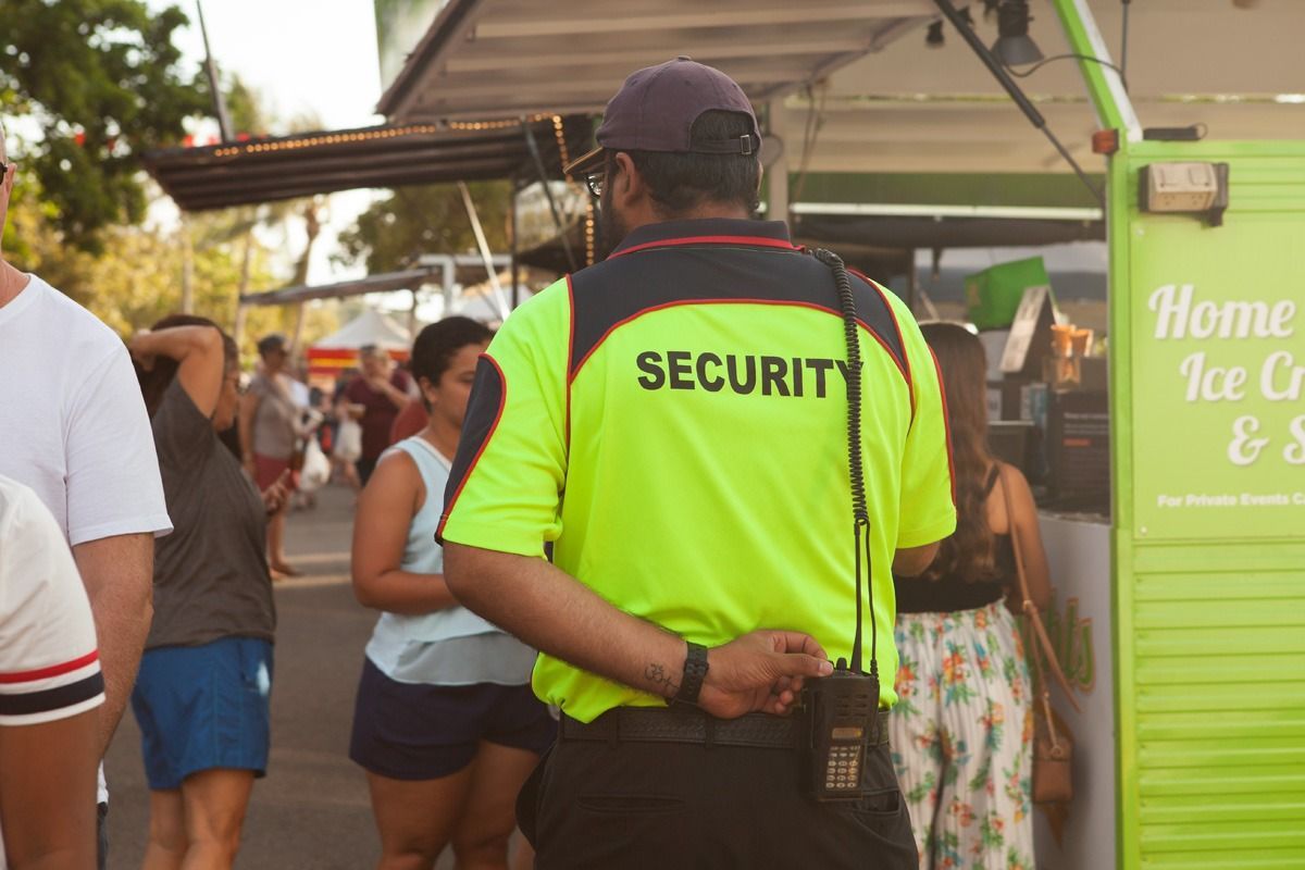 Security Guard in a Bright Yellow Uniform