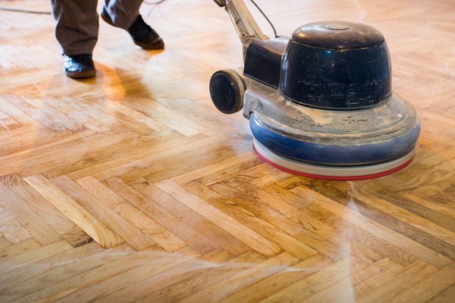 polishing a wooden floor