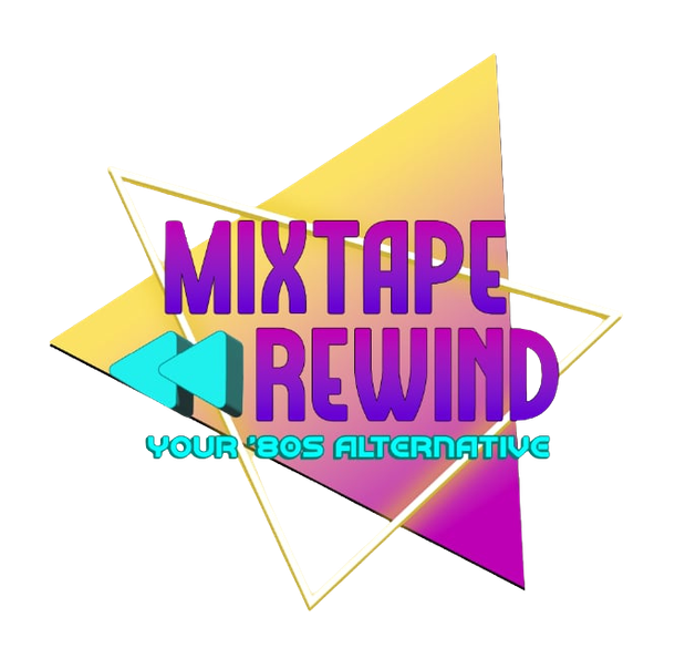 A logo for mixtape rewind live 80 's new wave cover band