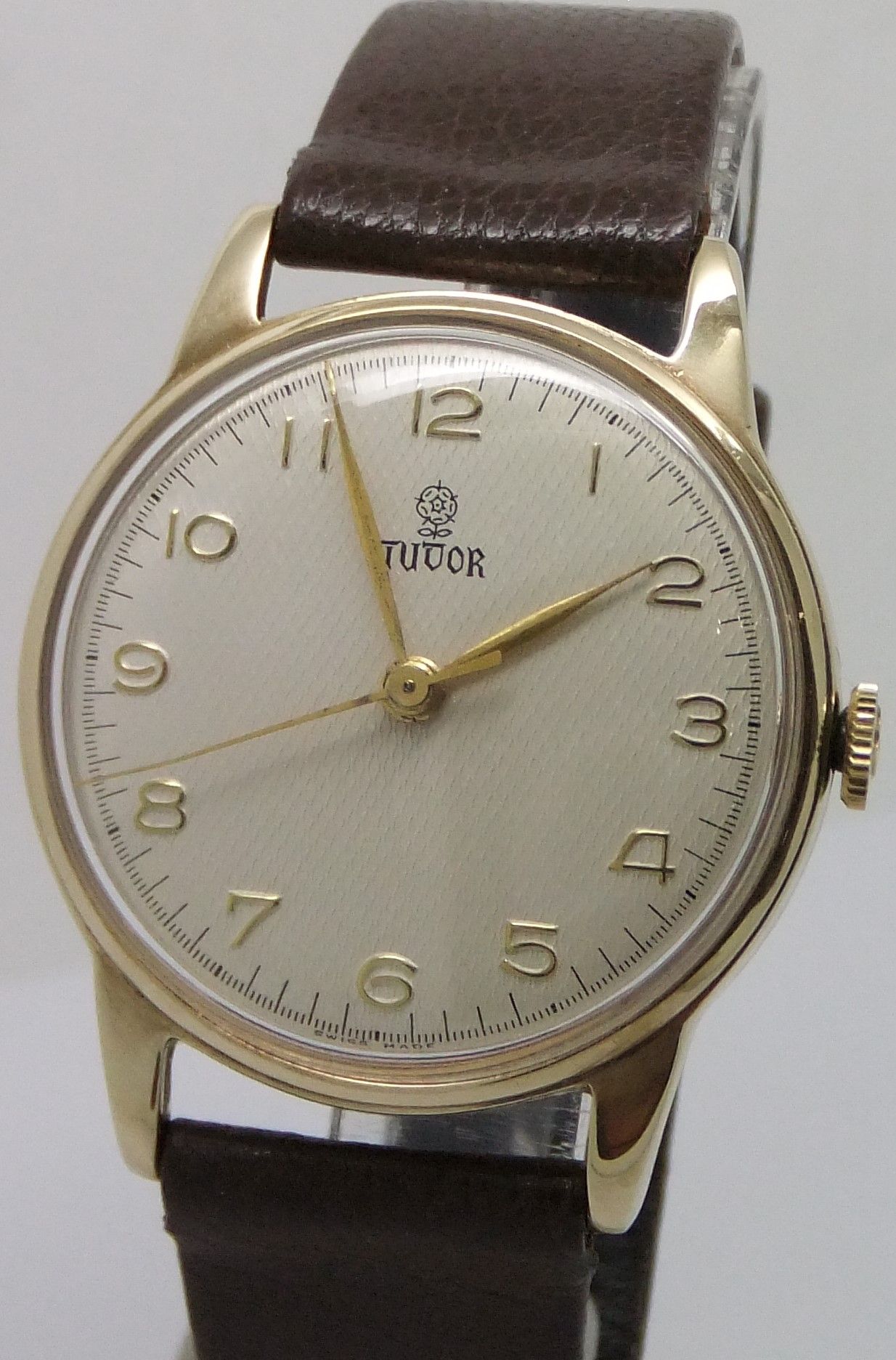 Vintage Tudor 9ct gold Rolex case Mechanical movement watch.