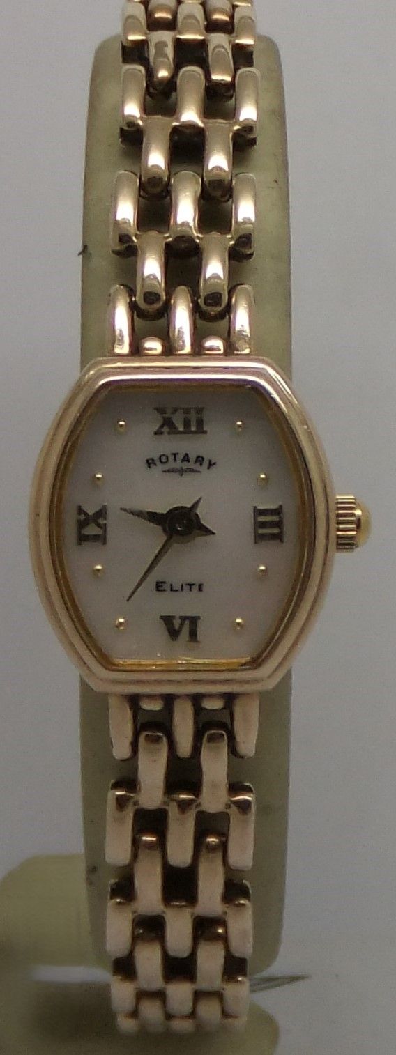 Ladies Rotary Elite 9ct gold Bracelet Quartz Movement watch.