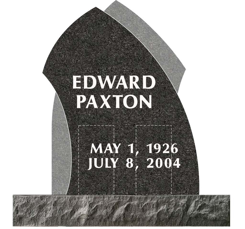 Gray granite memorial headstone engraved “Edward Paxton” with birth and death dates.